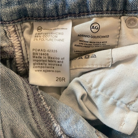AG GUC The Stevie Ankle Slim Straight Raw Hem medium wash denim size 26R - Picture 4 of 7